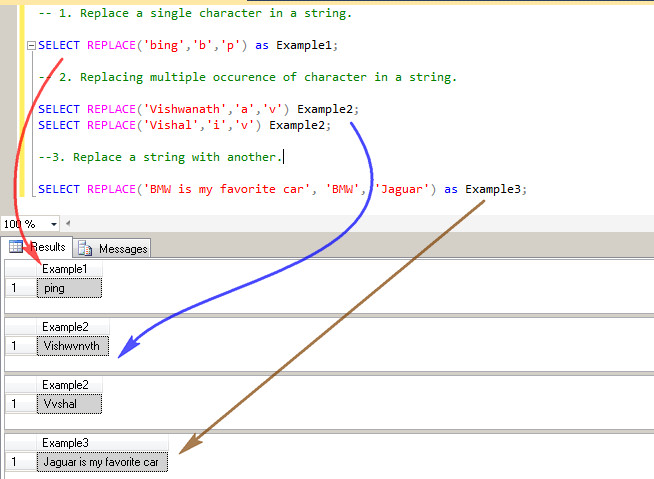 SQL String Replace Function Example